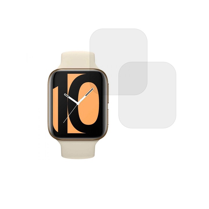 Комплект от 2 x фолио, съвместимо с Oppo Watch 2, Commando Shield Full Glue, регенерируем силиконов хидрогел, анти-шок и против счупване, SlimLine NanoShield, прозрачен