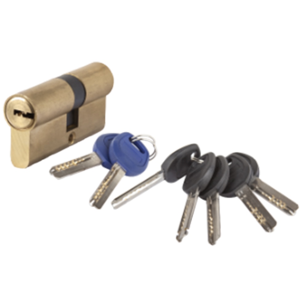 Cilindru alama descentrat Evotools, 5 chei amprentate + 2 chei montaj, lungime 70 mm, descentrat 30 + 40 mm