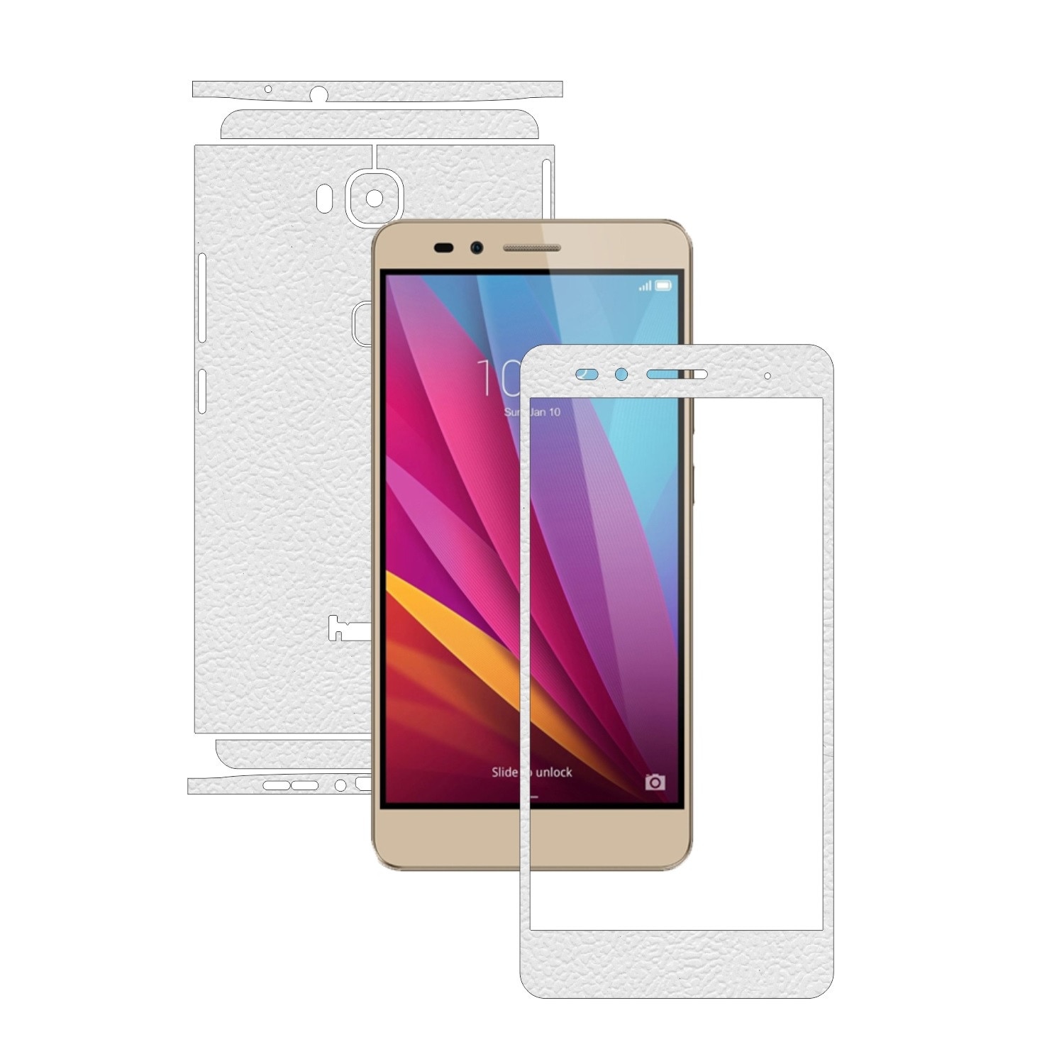 Folie de protectie Carbon Skinz, Husa de tip Skin Adeziv pentru Carcasa, Piele Alba dedicata Huawei Honor 5X