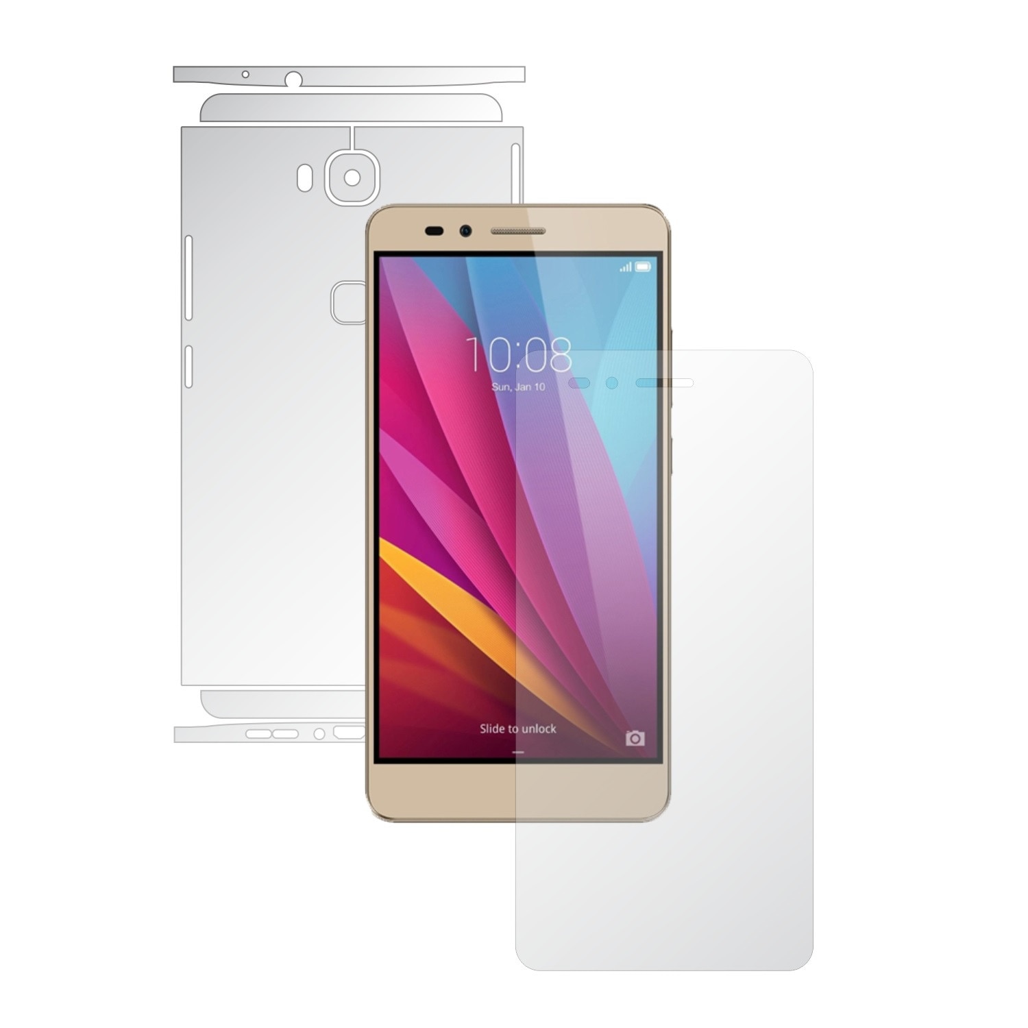 Folie Protectie Full Body Invisible Skinz Ultra-Clear AutoRegeneranta, Husa Transparenta de tip Skin Adeziv pentru Carcasa si Ecran, dedicata Huawei Honor 5X