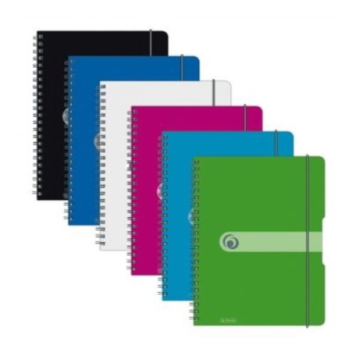 Caiet Brulion na spirali Herlitz, A5, 80g/m², microperforat, gri