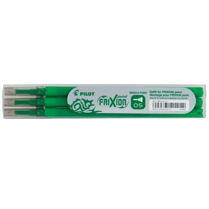 Set 3 rezerve pentru reincarcare stilou, Pilot Frixion 0.5, Verde
