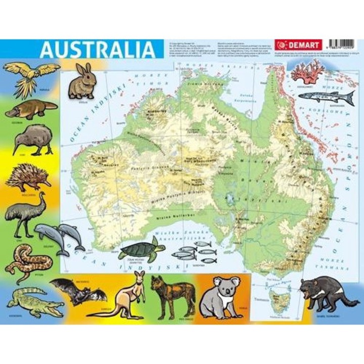 Puzzle cu cadru fizic Australia, Demart, 72 piese