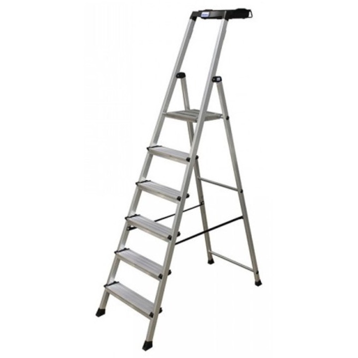 Helyhez kötött létra 6 lépcsővel, KRAUSE, Acél, Ezüst