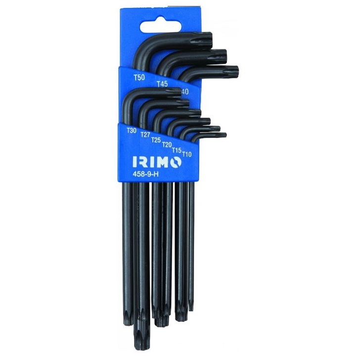 Set 9 chei cu cap trapezoidal TORX, IRIMO, finisaj Black Laser, TX10 la TX50, Negru