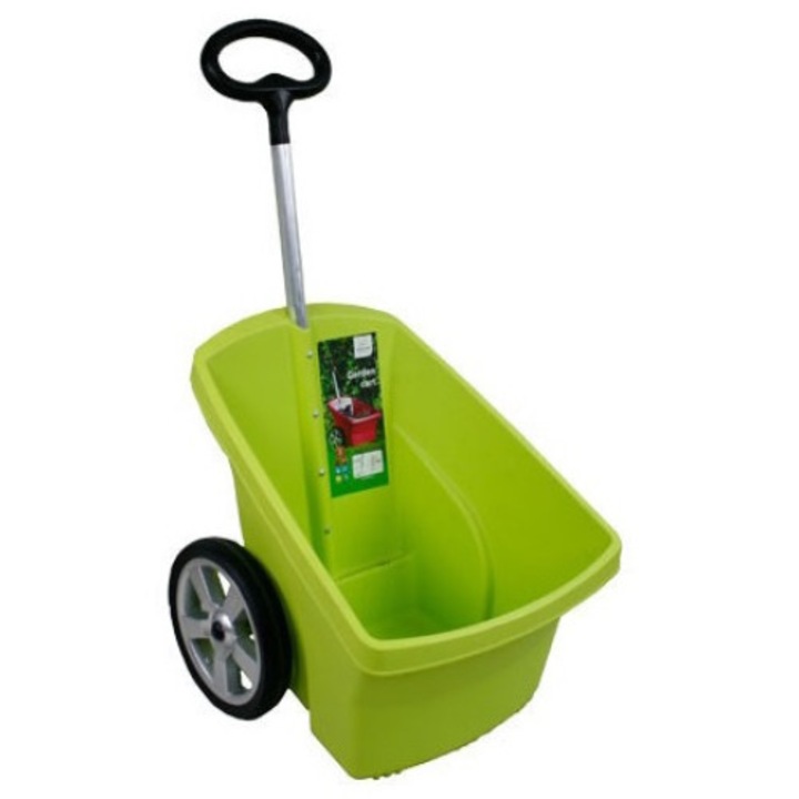 Carucior de gradina, UN, Plastic, Capacitate 65l, Verde