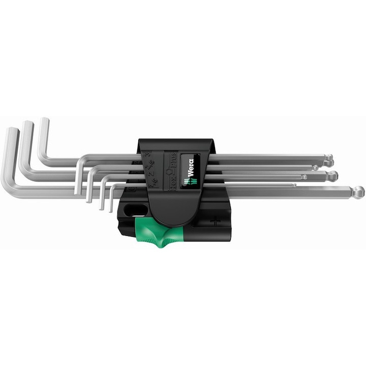 Set 7 chei imbus Hex-Plus, Wera, 186 x 67 x 20 mm, Argintiu