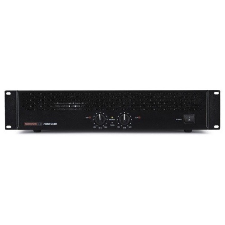 Sztereó erősítő Fonestar, 2 x 400 W RMS, 4 Ohm, 19" rack, 2U, 483x89x350mm