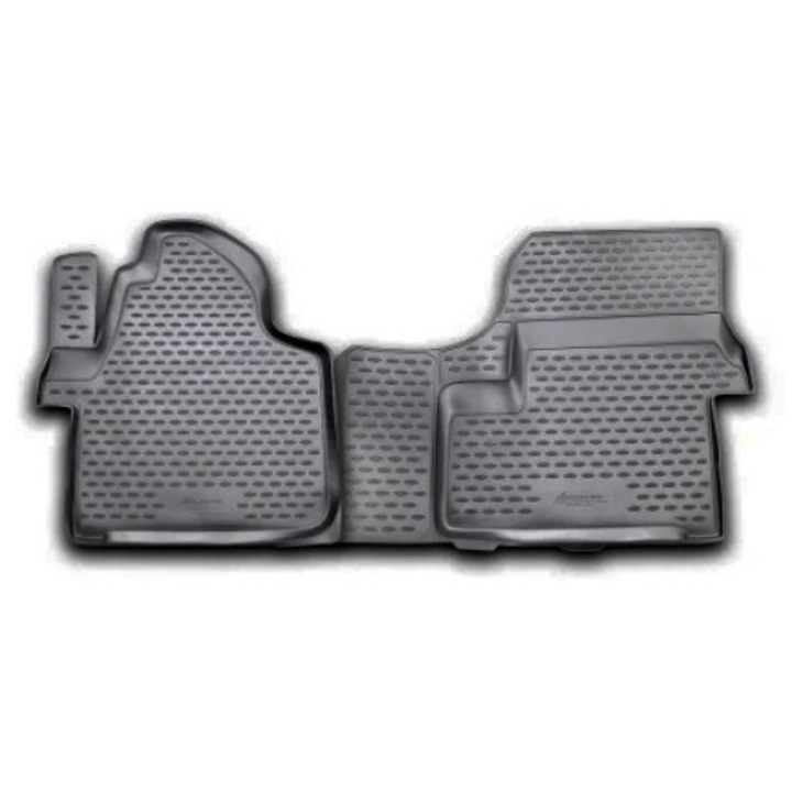 COVOARE DE BARCA DIN CAUCIUC TPE, CU MARCA, PENTRU MERCEDES SPRINTER 2006-2018, CULOARE NEAGRA, NOVLINE - 2 BUC.