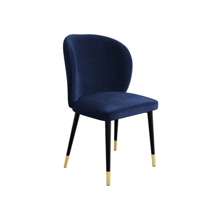 Scaun Perkoz, MIRJAN24, negru + auriu / bleumarin, 50x59x87 cm