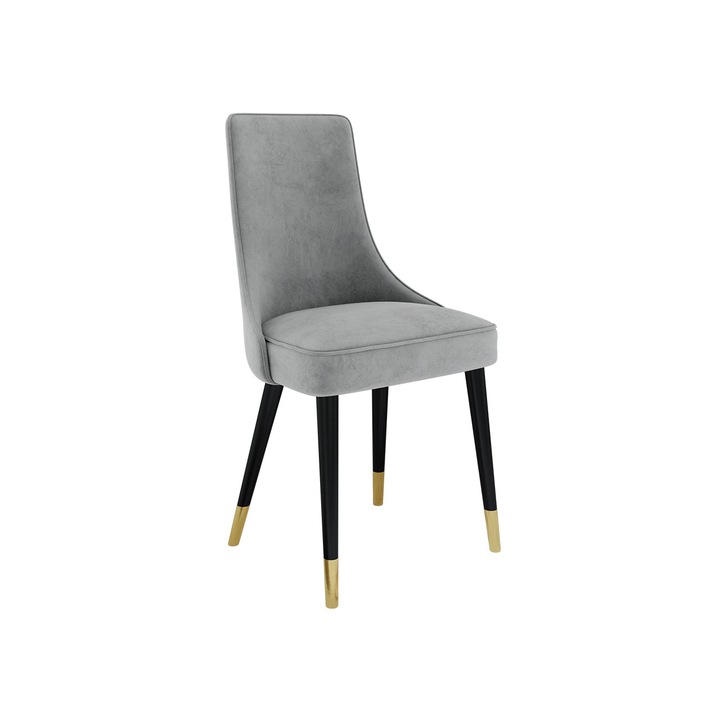 Scaun Araceli 3, MIRJAN24, negru + auriu / gri deschis, 45x50x89 cm