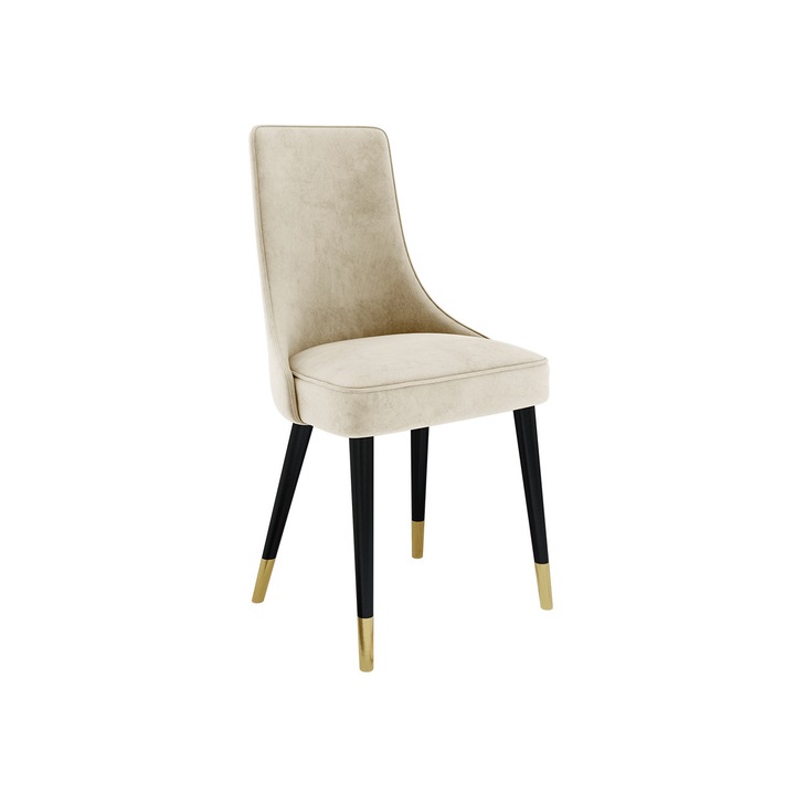 Scaun Araceli 3, MIRJAN24, negru + auriu / bej, 45x50x89 cm