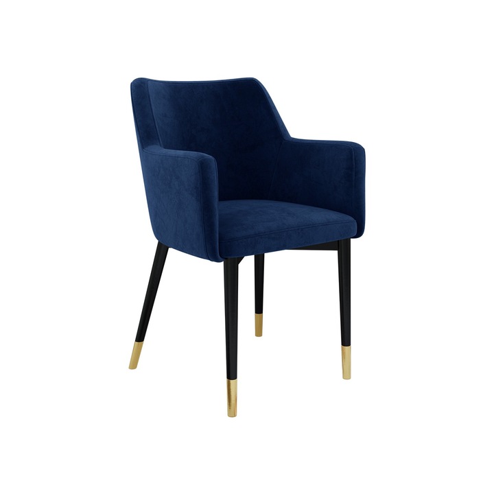 Scaun Ralido, MIRJAN24, negru + auriu / bleumarin, 50x57x83 cm