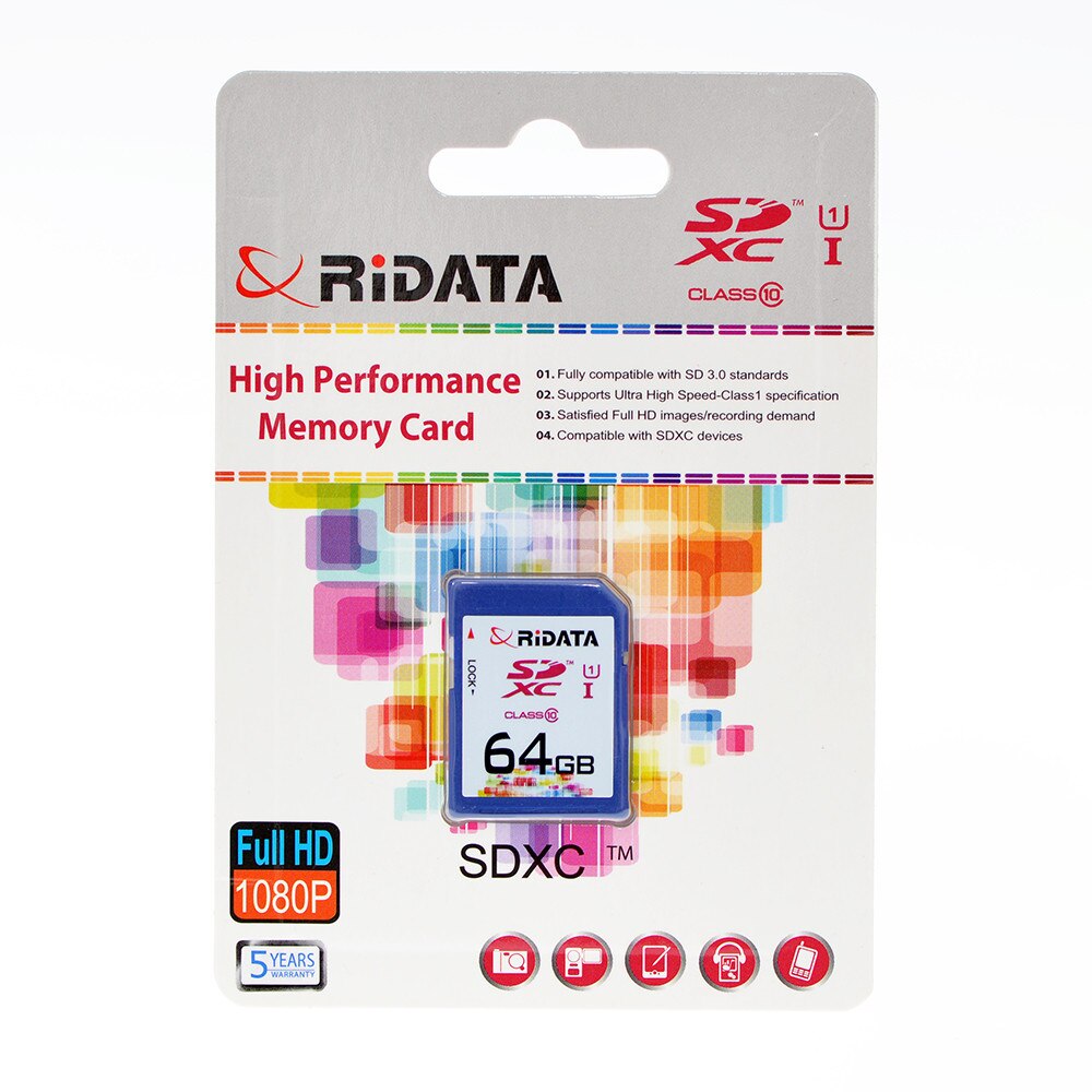 Card SDXC,RiDATA, capacitate 64GB, UHS-I, clasa de viteza C10