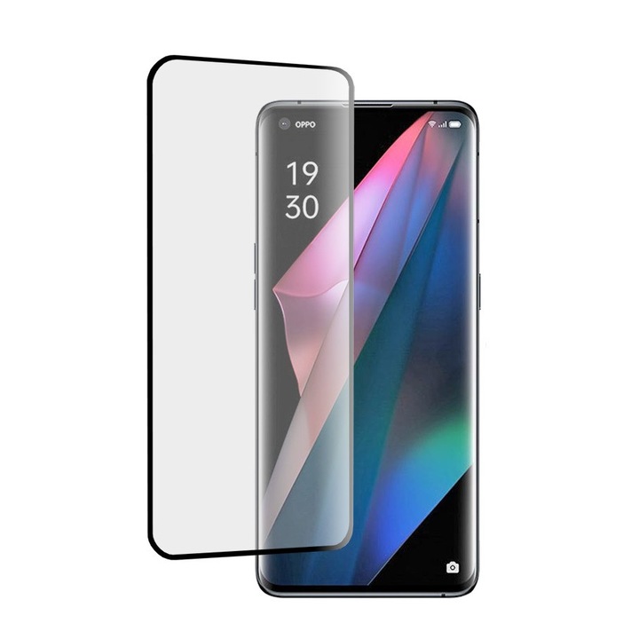 Защитно фолио, съвместимо с Oppo Find X3/Find X3 Pro, защитено стъкло, черно-прозрачно