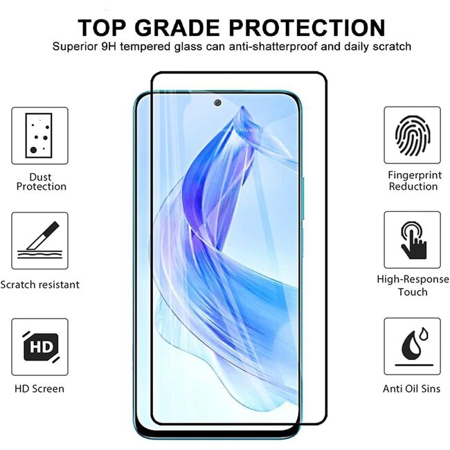 Folie din sticla pentru Honor 90 Lite - 111d full cover / full glue glass, Aiyando, margini negre