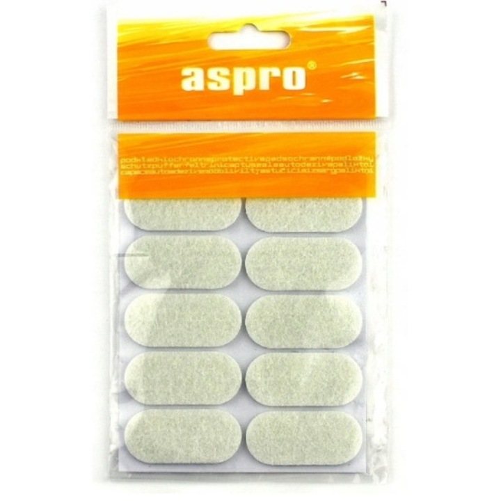 Se 10 protectii picioare mobila, Aspro, Fetru, 2x4.4 cm, Alb