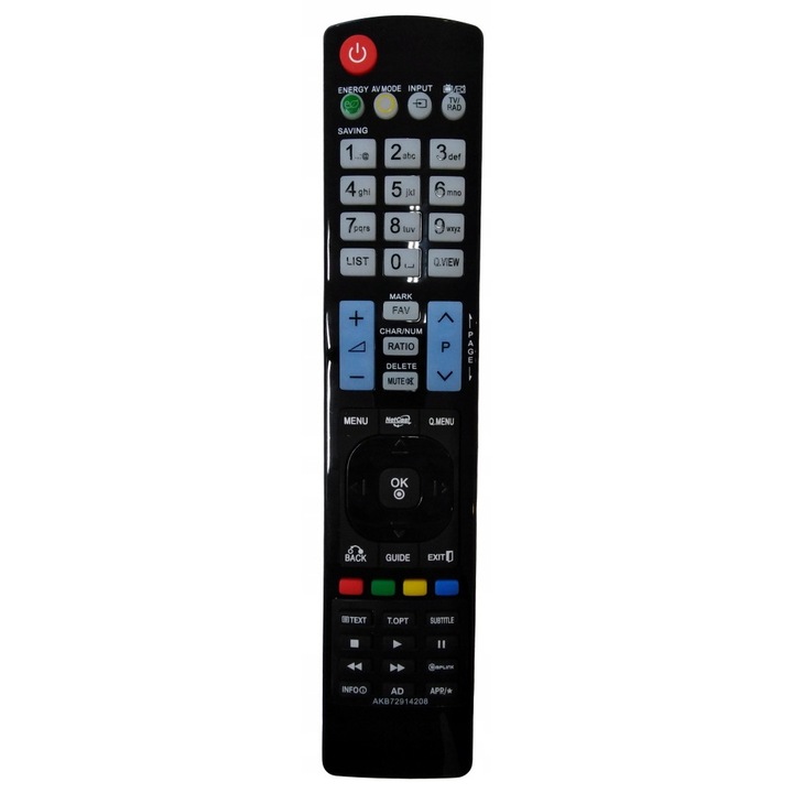 Telecomanda pentru TV LG, ABS, 433 MHz, Raza 10m, Negru