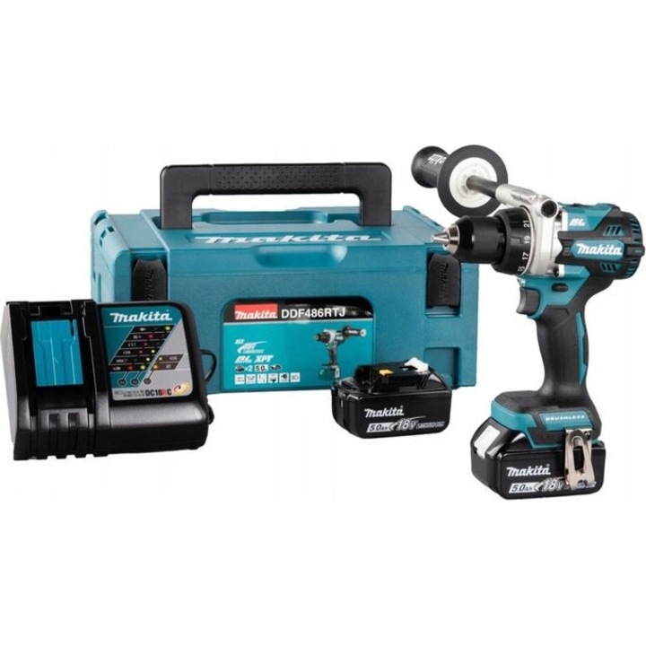 Masina de gaurit si insurubat cu 2 acumulatori Makita DDF486RTJ