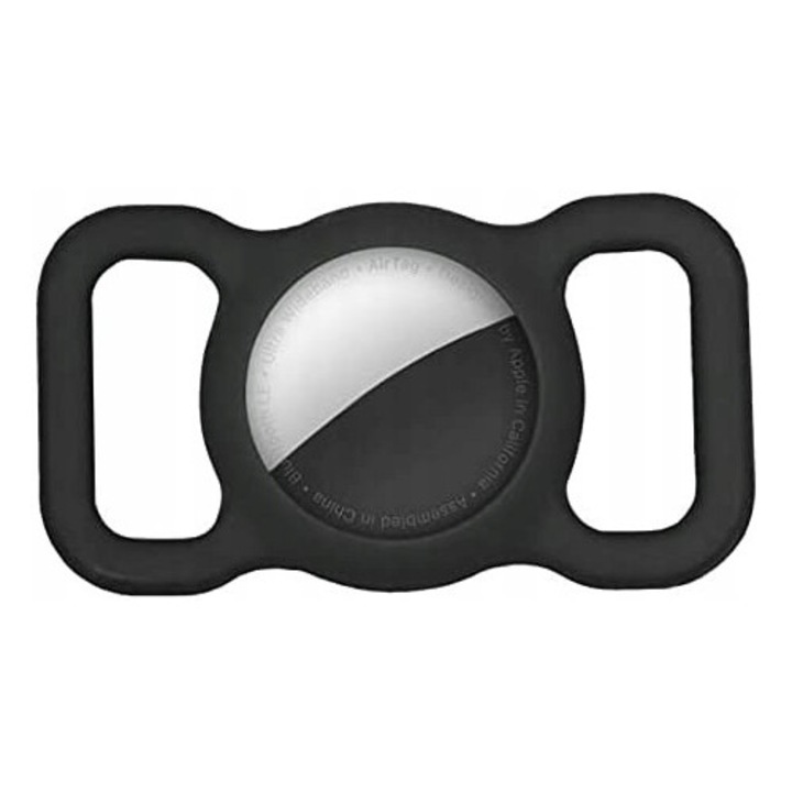 Carcasa Pentru Airtag, Carcasa Protectoare Din Silicon, Pentru Lese Pentru Caini Si Pisici, Rezistent La Apa, Negru, Universal