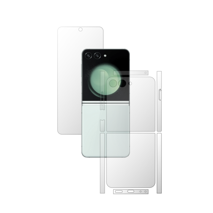 Протектор iSkinz Matte Film за Samsung Galaxy Z Flip 5 - Invisible Skinz Matte, Split Cut, Anti-Fingerprint, Anti-Reflective Matte Silicone for Screen, Back and Side Cover, Transparent Adhesive Skin