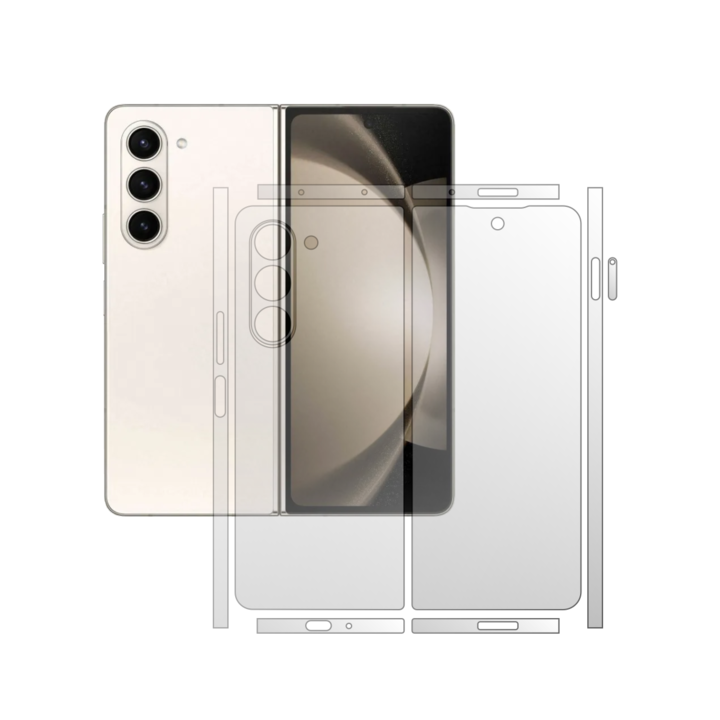 Folie Protectie Spate iSkinz AutoRegeneranta pentru Samsung Galaxy Z Fold 5 - Invisible Skinz UHD, Split Cut, Siliconica Ultra-Clear pentru Carcasa Spate si Laterale, Skin Adeziv Transparent