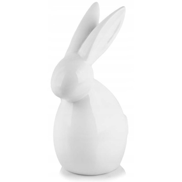 Figurina iepuras, Polnix, Ceramica, 14 cm, Alb
