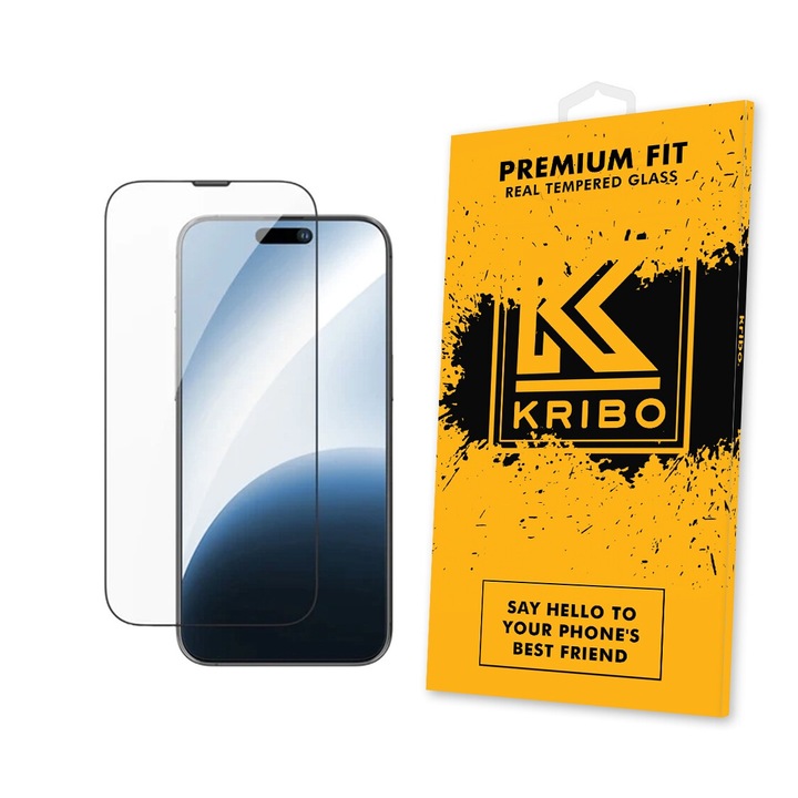 Folie Sticla pentru iPhone 16 / 15, Kribo Premium Fit cu filtru anti-praf, Transparenta Ultra HD, Protectie Ecran Premium, Full Cover, Full Glue