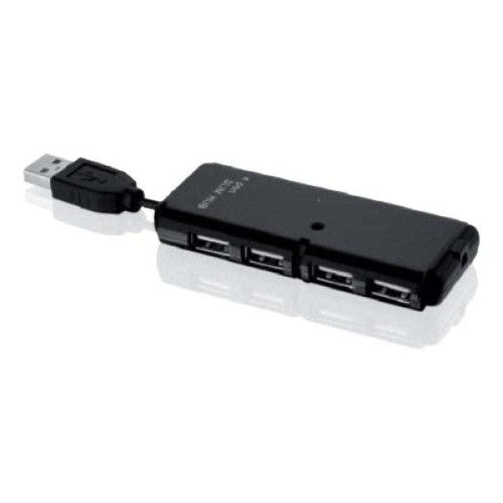 USB 2.0 хъб с четири порта, iBOX, черен