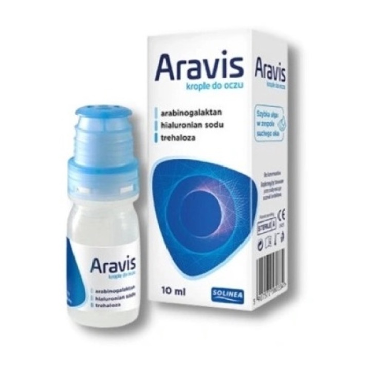 Picaturi pentru ochi Aravis, 10 ml, hialuronat de sodiu, trehaloza, protectie si hidratare