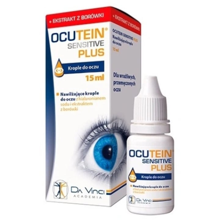 Хранителна добавка Ocutein Sensitive Plus, Novascon, Капки за очи, 15 мл