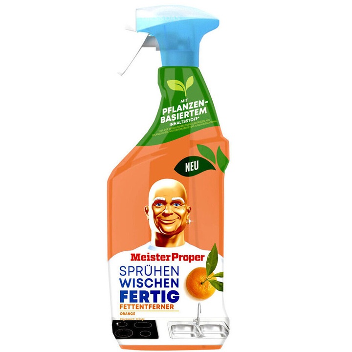 Spray de bucatarie Meister Proper pentru indepartarea grasimilor miros de portocale, 800 ml