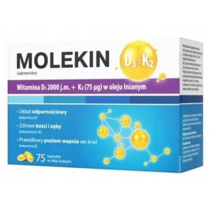 Supliment alimentar Molekin D3 + K2, 72 capsule