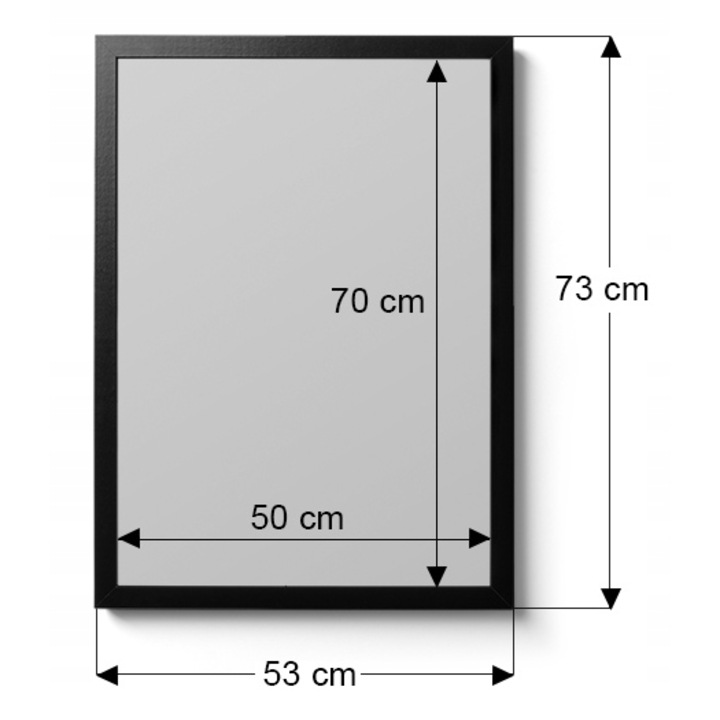 Rama foto din lemn, 50x70 cm, alb, pentru o fotografie, set complet