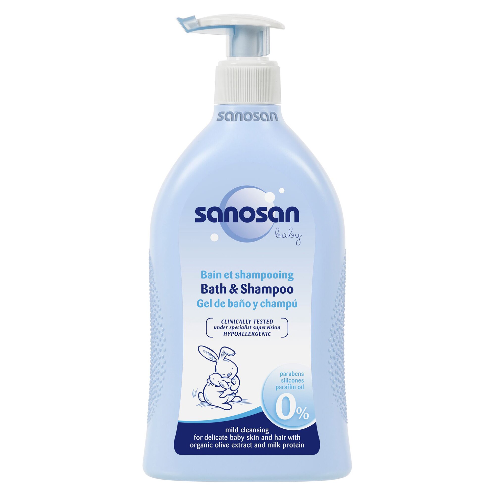 Gel de dus si sampon cu dispenser Sanosan Baby, 500 ml