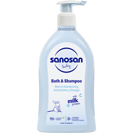 Gel de dus si sampon cu dispenser Sanosan Baby, 500 ml