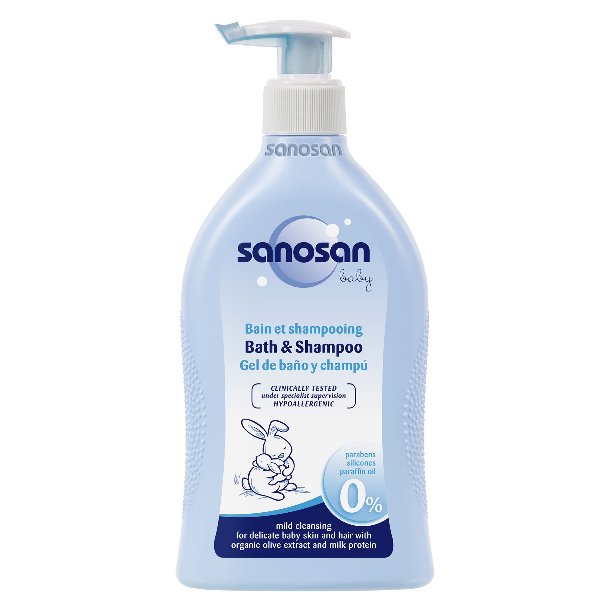 Gel de dus si sampon cu dispenser Sanosan Baby, 400 ml
