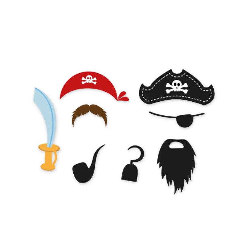 Photo Booth 20 cm, Pirati, 8 buc/Set Big Party