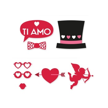 Photo Booth 20 cm, Pasiune, 8 buc/Set Big Party Photo Booth 20 cm, Pasiune, 8 buc/Set Big Party