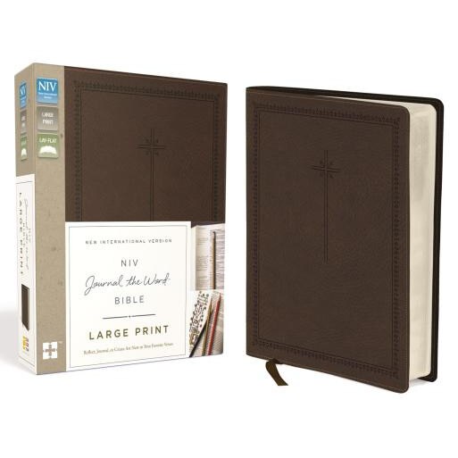 NIV, Journal the Word Bible, Large Print, Imitation Leather, Brown: Reflect, Journal, or Create Art Next to Your Favorite Verses,