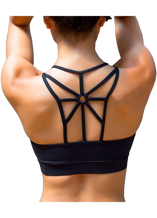 Bustiera sport dama, Cozevdnt, Poliester/Spandex, Negru, M