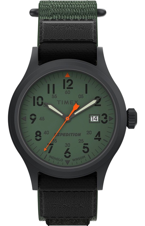 Мъжки часовник, Timex, Текстил/Метал, Зелен