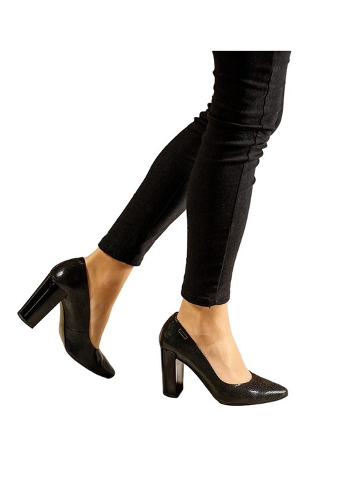 Pantofi de dama din piele naturala, HIGO, Negru, 35