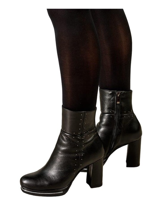 Botine dama din piele naturala, HIGO, Negru, 39 cm