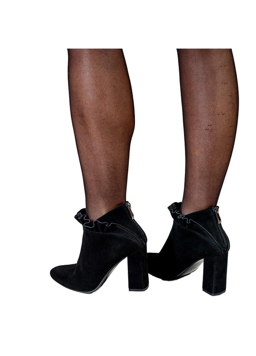 Botine dama din piele naturala, Higo, Negru, 38 cm