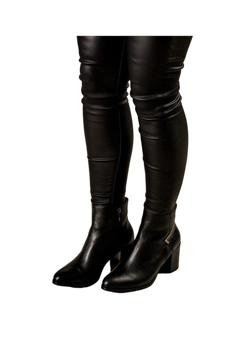 Botine dama Higo din piele naturala, Negru, Negru, 38