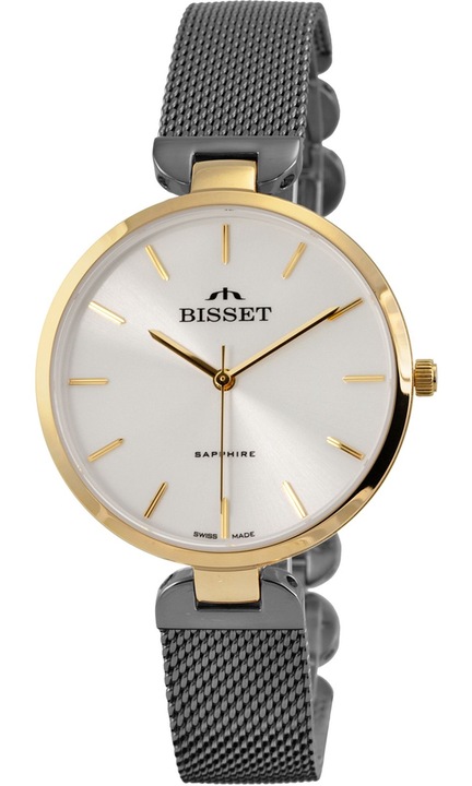 Ceas dama, Bisset, Inox, Quartz, Gri