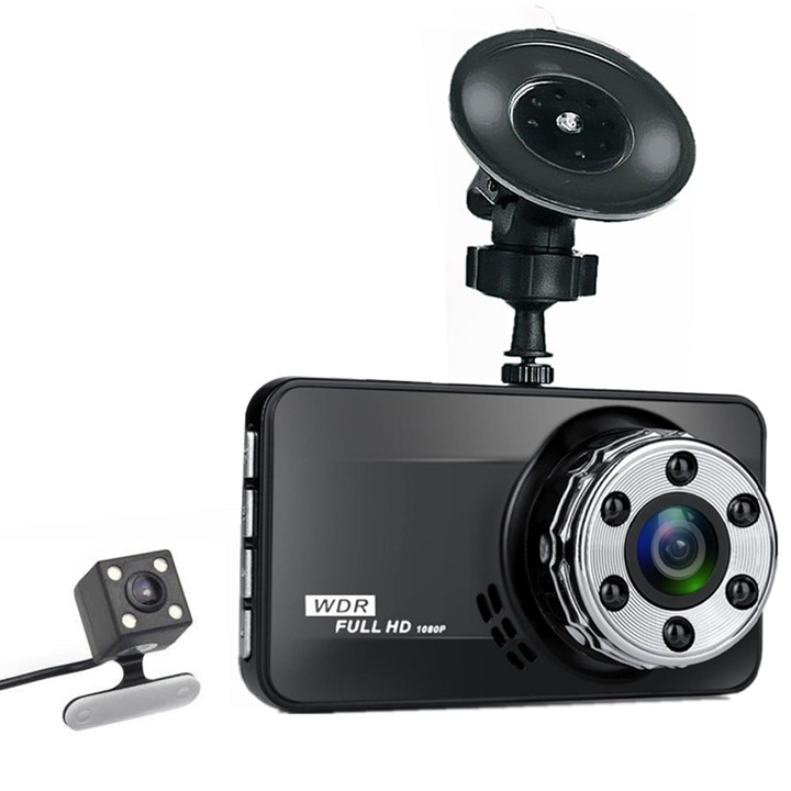 Camera de bord auto, 3 inch, unghi larg 170°, set complet