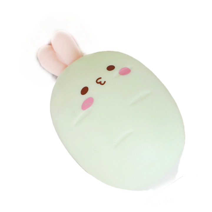 Jucarie senzoriala copii, Cauciuc, Model iepuras, Alb/Roz