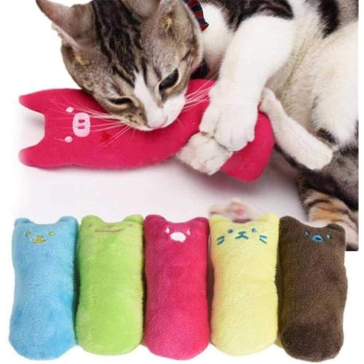 Комплект от 5 играчки QttvbTna, плюшени котки с котешка трева, многоцветни